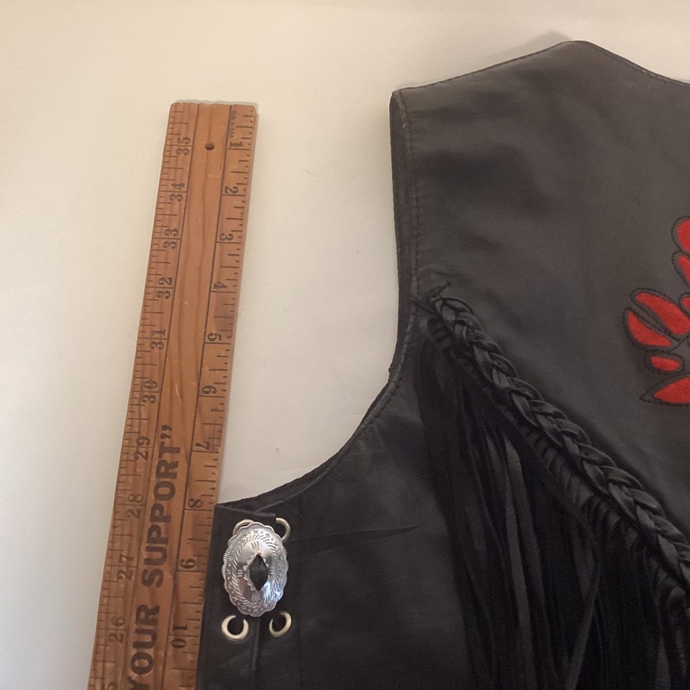 Vintage UNIK Leather Fringed Western Vest Women’s Size Large - Picture 16 of 16